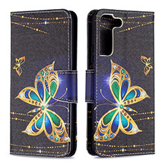 Custodia Portafoglio In Pelle Fantasia Modello Cover con Supporto B09F per Samsung Galaxy S22 5G Nero