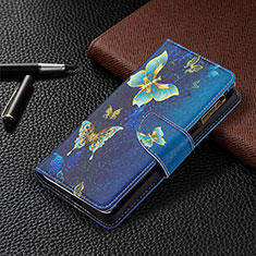Custodia Portafoglio In Pelle Fantasia Modello Cover con Supporto BF3 per Xiaomi Redmi Note 10 Pro 4G Blu