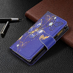 Custodia Portafoglio In Pelle Fantasia Modello Cover con Supporto BF3 per Xiaomi Redmi Note 10 Pro 4G Blu Notte