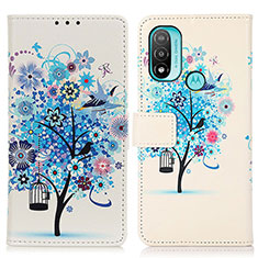 Custodia Portafoglio In Pelle Fantasia Modello Cover con Supporto D02Y per Motorola Moto E40 Blu