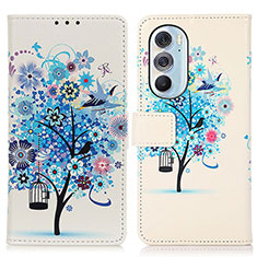 Custodia Portafoglio In Pelle Fantasia Modello Cover con Supporto D02Y per Motorola Moto Edge Plus (2022) 5G Blu