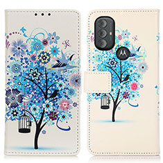 Custodia Portafoglio In Pelle Fantasia Modello Cover con Supporto D02Y per Motorola Moto G Play (2023) Blu