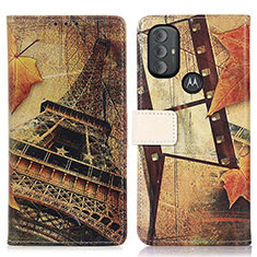 Custodia Portafoglio In Pelle Fantasia Modello Cover con Supporto D02Y per Motorola Moto G Play (2023) Marrone