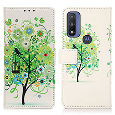 Custodia Portafoglio In Pelle Fantasia Modello Cover con Supporto D02Y per Motorola Moto G Pure Verde