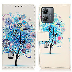 Custodia Portafoglio In Pelle Fantasia Modello Cover con Supporto D02Y per Motorola Moto G14 Blu