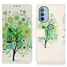 Custodia Portafoglio In Pelle Fantasia Modello Cover con Supporto D02Y per Motorola Moto G31 Verde