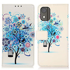 Custodia Portafoglio In Pelle Fantasia Modello Cover con Supporto D02Y per Nokia C02 Blu