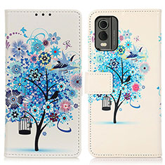 Custodia Portafoglio In Pelle Fantasia Modello Cover con Supporto D02Y per Nokia C210 Blu