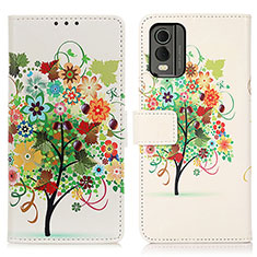 Custodia Portafoglio In Pelle Fantasia Modello Cover con Supporto D02Y per Nokia C210 Verde