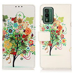 Custodia Portafoglio In Pelle Fantasia Modello Cover con Supporto D02Y per Nokia XR21 Verde