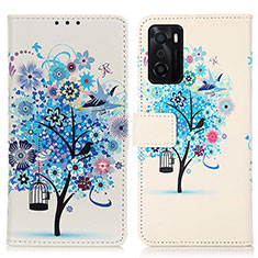 Custodia Portafoglio In Pelle Fantasia Modello Cover con Supporto D02Y per Oppo A55S 5G Blu