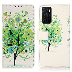 Custodia Portafoglio In Pelle Fantasia Modello Cover con Supporto D02Y per Oppo A55S 5G Verde