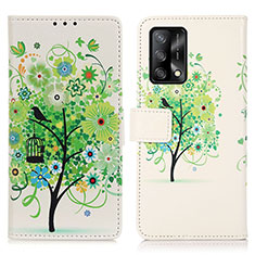 Custodia Portafoglio In Pelle Fantasia Modello Cover con Supporto D02Y per Oppo A74 4G Verde