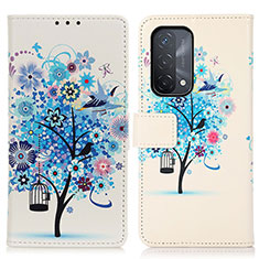 Custodia Portafoglio In Pelle Fantasia Modello Cover con Supporto D02Y per Oppo A74 5G Blu