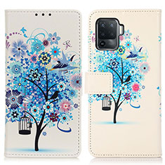 Custodia Portafoglio In Pelle Fantasia Modello Cover con Supporto D02Y per Oppo A94 4G Blu