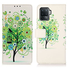 Custodia Portafoglio In Pelle Fantasia Modello Cover con Supporto D02Y per Oppo A94 4G Verde