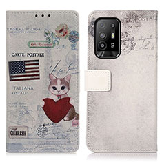 Custodia Portafoglio In Pelle Fantasia Modello Cover con Supporto D02Y per Oppo A95 5G Rosso Rosa