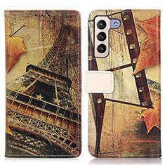 Custodia Portafoglio In Pelle Fantasia Modello Cover con Supporto D02Y per Samsung Galaxy S21 Plus 5G Marrone