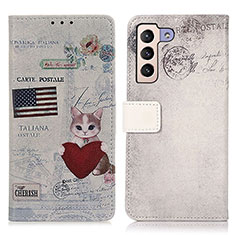 Custodia Portafoglio In Pelle Fantasia Modello Cover con Supporto D02Y per Samsung Galaxy S23 Plus 5G Rosso Rosa