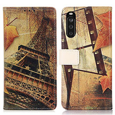 Custodia Portafoglio In Pelle Fantasia Modello Cover con Supporto D02Y per Sony Xperia 10 III SO-52B Marrone