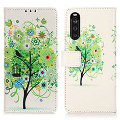 Custodia Portafoglio In Pelle Fantasia Modello Cover con Supporto D02Y per Sony Xperia 10 III Verde