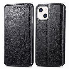 Custodia Portafoglio In Pelle Fantasia Modello Cover con Supporto H01 per Apple iPhone 14 Nero