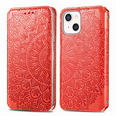 Custodia Portafoglio In Pelle Fantasia Modello Cover con Supporto H01 per Apple iPhone 14 Plus Rosso