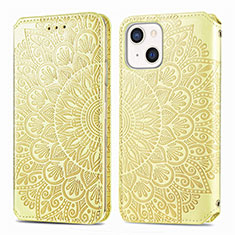 Custodia Portafoglio In Pelle Fantasia Modello Cover con Supporto H01 per Apple iPhone 15 Giallo