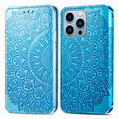 Custodia Portafoglio In Pelle Fantasia Modello Cover con Supporto H01 per Apple iPhone 16 Pro Blu