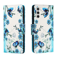 Custodia Portafoglio In Pelle Fantasia Modello Cover con Supporto H01X per Samsung Galaxy A04s Blu