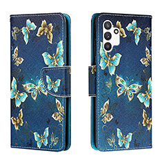 Custodia Portafoglio In Pelle Fantasia Modello Cover con Supporto H01X per Samsung Galaxy A13 4G Blu Notte