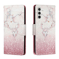 Custodia Portafoglio In Pelle Fantasia Modello Cover con Supporto H01X per Samsung Galaxy A13 5G Rosa