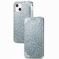 Custodia Portafoglio In Pelle Fantasia Modello Cover con Supporto H02 per Apple iPhone 13 Argento