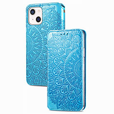 Custodia Portafoglio In Pelle Fantasia Modello Cover con Supporto H02 per Apple iPhone 13 Blu