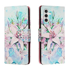 Custodia Portafoglio In Pelle Fantasia Modello Cover con Supporto H02X per Samsung Galaxy A13 5G Verde Pastello