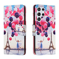 Custodia Portafoglio In Pelle Fantasia Modello Cover con Supporto H02X per Samsung Galaxy S22 Ultra 5G Multicolore