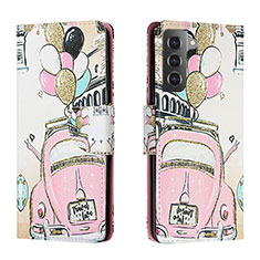 Custodia Portafoglio In Pelle Fantasia Modello Cover con Supporto H02X per Samsung Galaxy S23 5G Rosa