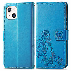 Custodia Portafoglio In Pelle Fantasia Modello Cover con Supporto H03 per Apple iPhone 13 Blu