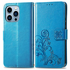 Custodia Portafoglio In Pelle Fantasia Modello Cover con Supporto H03 per Apple iPhone 13 Pro Blu