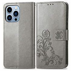 Custodia Portafoglio In Pelle Fantasia Modello Cover con Supporto H03 per Apple iPhone 13 Pro Grigio