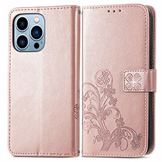 Custodia Portafoglio In Pelle Fantasia Modello Cover con Supporto H03 per Apple iPhone 13 Pro Oro Rosa