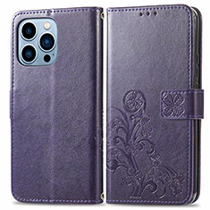 Custodia Portafoglio In Pelle Fantasia Modello Cover con Supporto H03 per Apple iPhone 13 Pro Viola