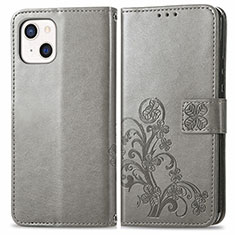 Custodia Portafoglio In Pelle Fantasia Modello Cover con Supporto H03 per Apple iPhone 14 Plus Grigio