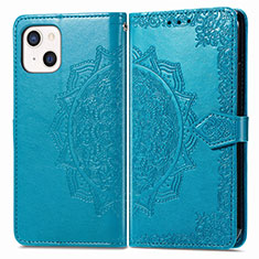 Custodia Portafoglio In Pelle Fantasia Modello Cover con Supporto H05 per Apple iPhone 14 Blu