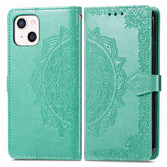 Custodia Portafoglio In Pelle Fantasia Modello Cover con Supporto H05 per Apple iPhone 14 Plus Verde