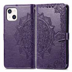 Custodia Portafoglio In Pelle Fantasia Modello Cover con Supporto H05 per Apple iPhone 15 Plus Viola