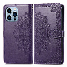 Custodia Portafoglio In Pelle Fantasia Modello Cover con Supporto H06 per Apple iPhone 13 Pro Viola