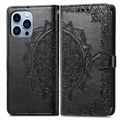 Custodia Portafoglio In Pelle Fantasia Modello Cover con Supporto H06 per Apple iPhone 14 Pro Max Nero