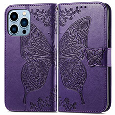 Custodia Portafoglio In Pelle Fantasia Modello Cover con Supporto H07 per Apple iPhone 13 Pro Max Viola