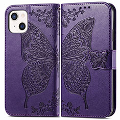 Custodia Portafoglio In Pelle Fantasia Modello Cover con Supporto H07 per Apple iPhone 14 Plus Viola